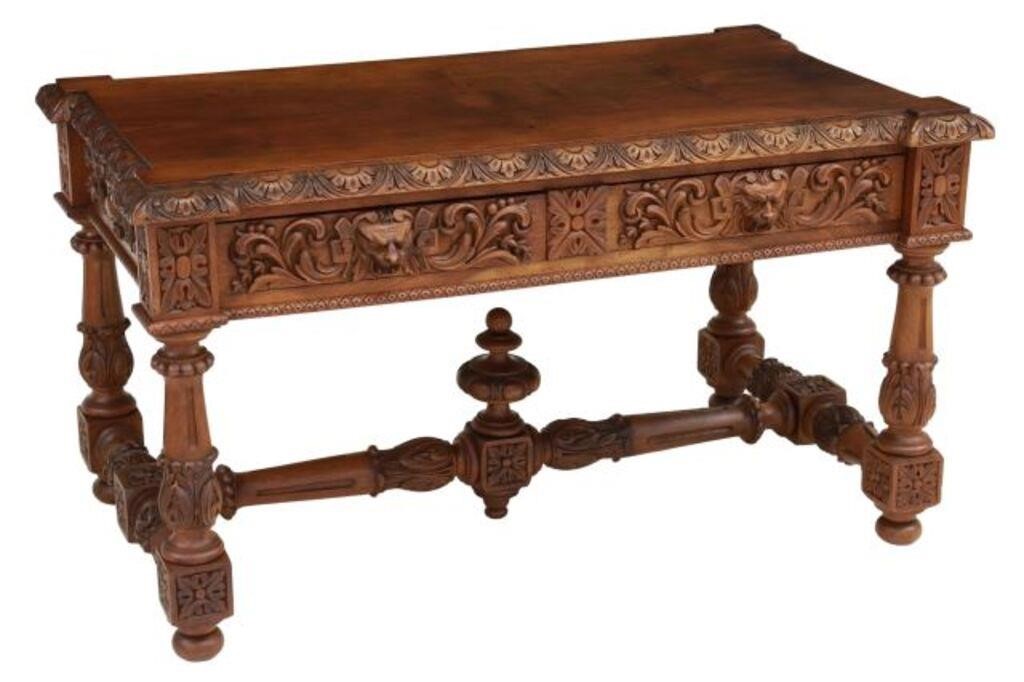 Appraisal: French Renaissance Revival writing table late th c rectangular top