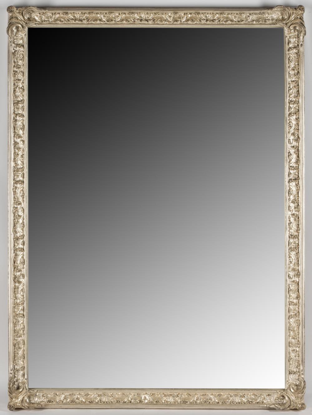 Appraisal: CARVED PAINTED WALL MIRRORthe beveled glass plate within a silver-colored