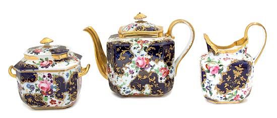 Appraisal: A Victorian Three-Piece Porcelain Tea Service Height of largest inches