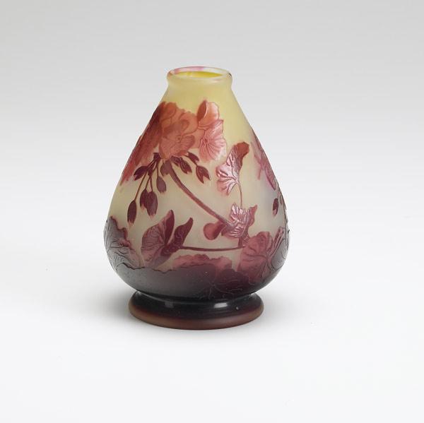 Appraisal: GALLE Cameo glass vase with begonia formerly a small lamp