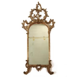 Appraisal: Italian Rococo giltwood pier mirror Italian Rococo giltwood pier mirror