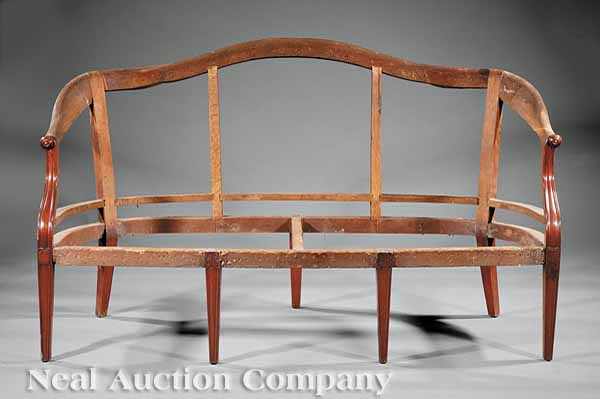 Appraisal: An American Federal Mahogany Settee late th c serpentine crest