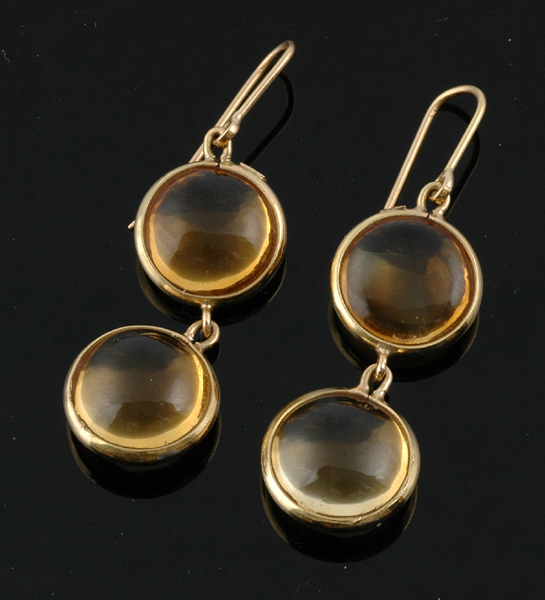 Appraisal: A pair of citrine earrings Each drop earring comprising two