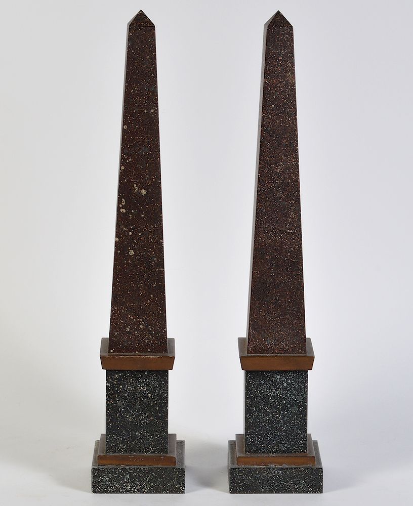 Appraisal: Pr French Tailleur Fils Cie Tole Obelisks Pair of French