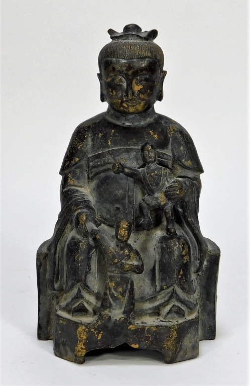 Appraisal: C CHINESE QING DYNASTY BRONZE BUDDHA ATTENDANT China th Century