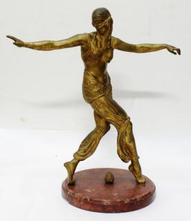 Appraisal: Art Deco Gilt Bronze Figure of a Dancer The exotic