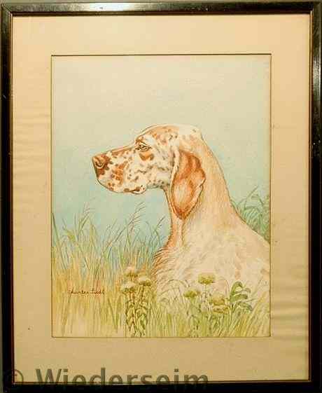 Appraisal: Liedl Charles American Japanese mid- th c watercolor canine portrait