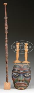 Appraisal: LOT OF THREE CARVED NORTHWEST COAST ITEMS Late th century