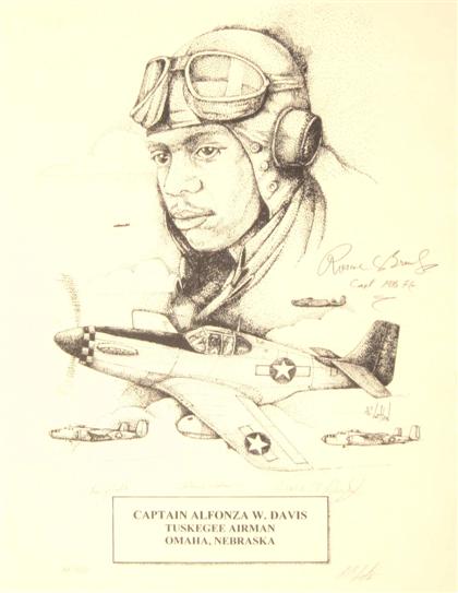 Appraisal: piece African American Autograph Material - Tuskegee Airmen Print Lofton