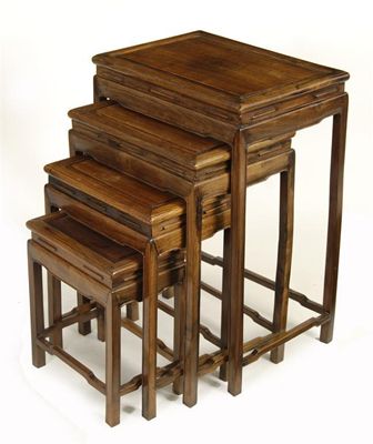 Appraisal: A quartetto nest of four Chinese hardwood tables the largest