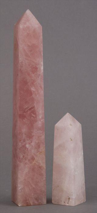 Appraisal: TWO ROSE QUARTZ OBELISKS to in