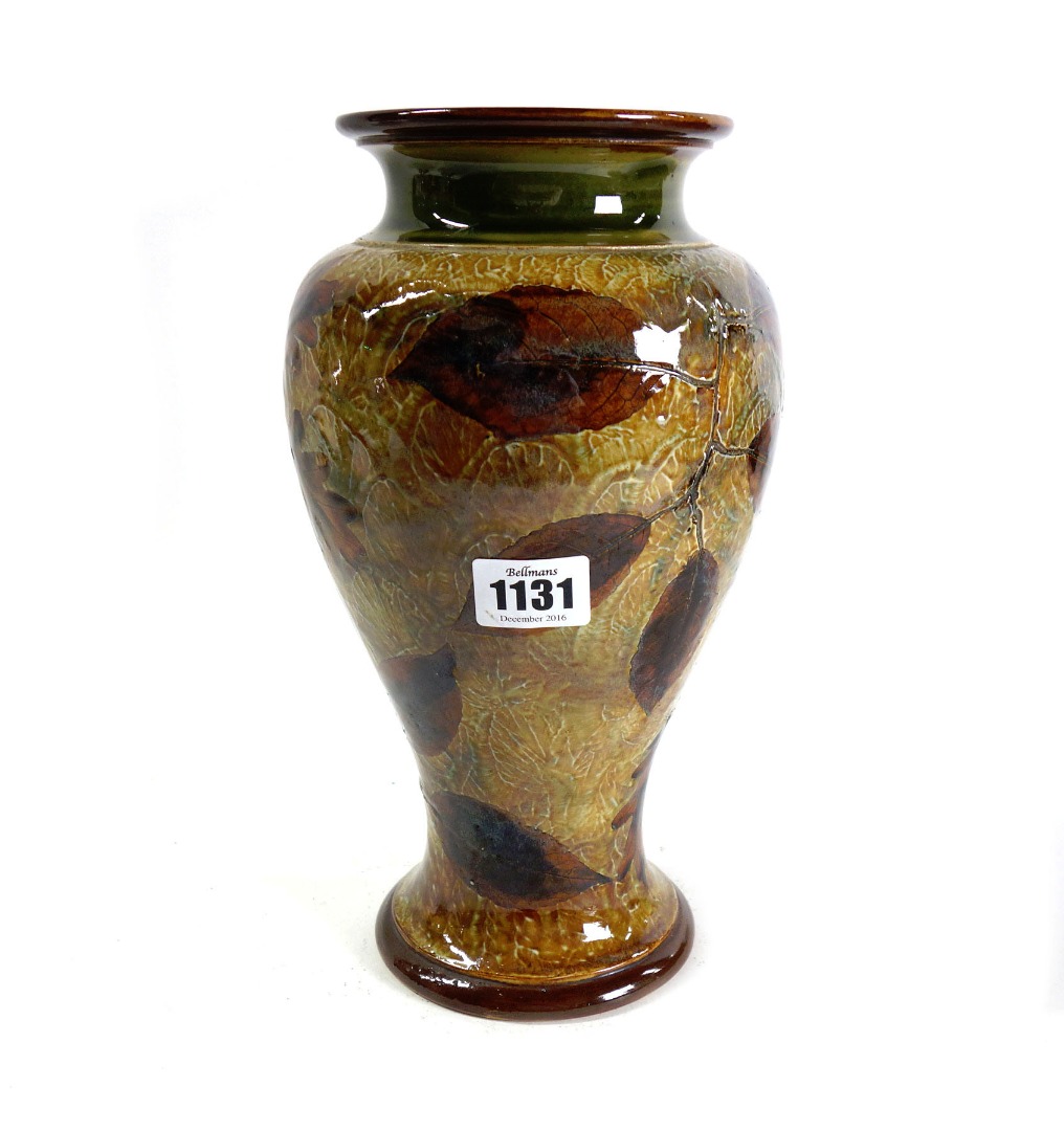 Appraisal: A Royal Doulton stoneware vase decorated in the 'Autumn Leaves'