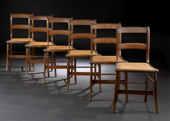 Appraisal: Suite of Six American Classical Gilt-Stenciled Faux-Rosewood Fancy Chairs early