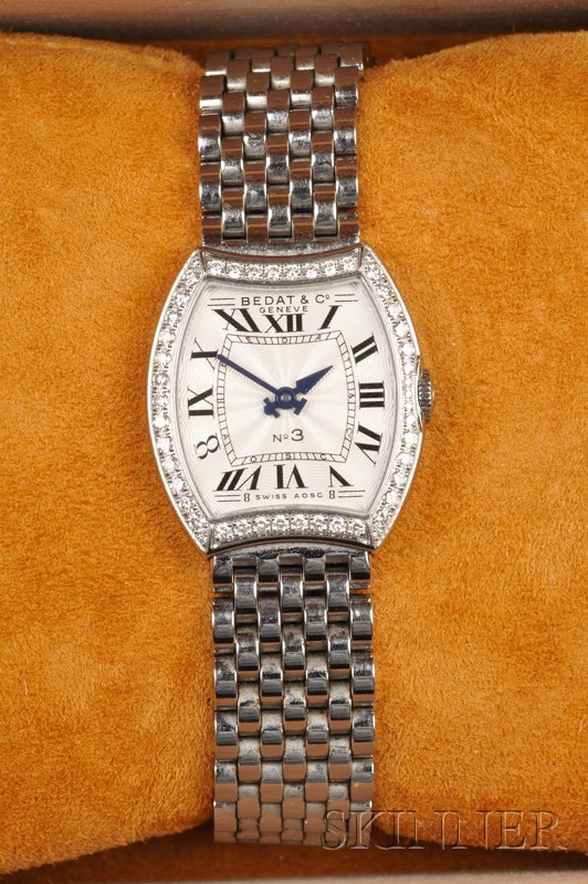 Appraisal: Stainless Steel and Diamond No Wristwatch Bedat Co the guilloche