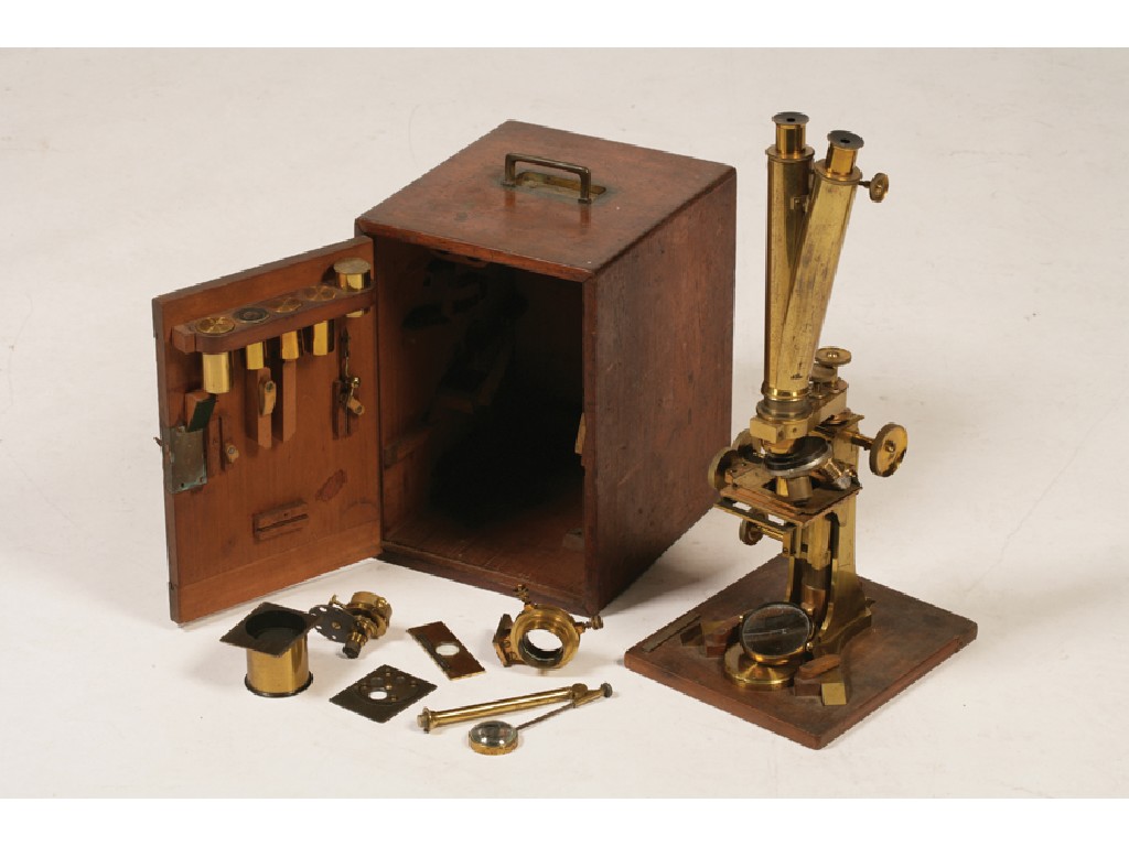 Appraisal: A VICTORIAN LACQUERED BRASS MICROSCOPE by Ross of London no