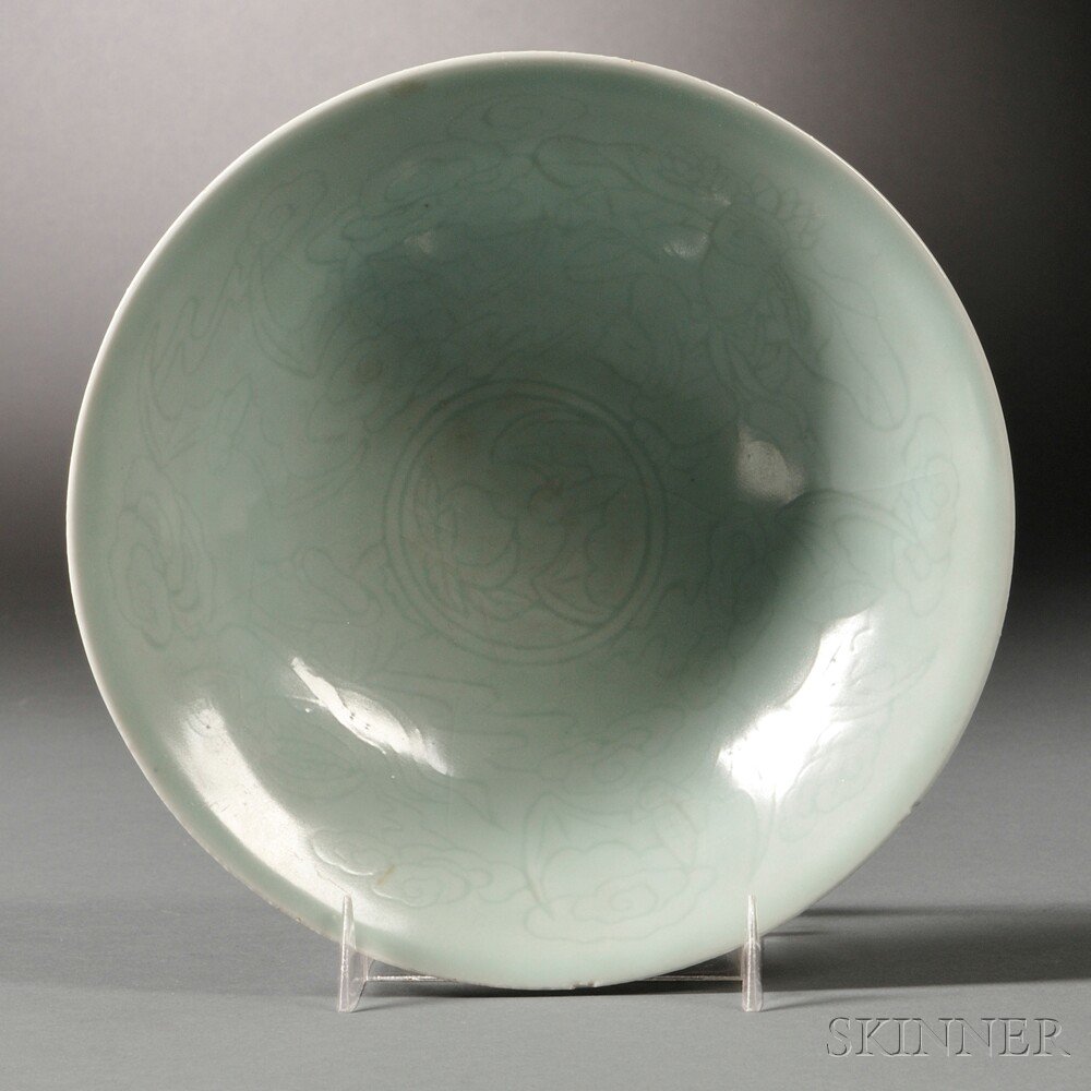 Appraisal: Celadon Bowl China conical shape rising from a short circular