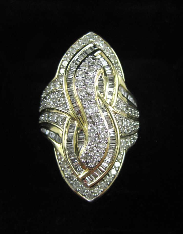 Appraisal: LAURA RAMSEY DIAMOND AND YELLOW GOLD RING The k gold