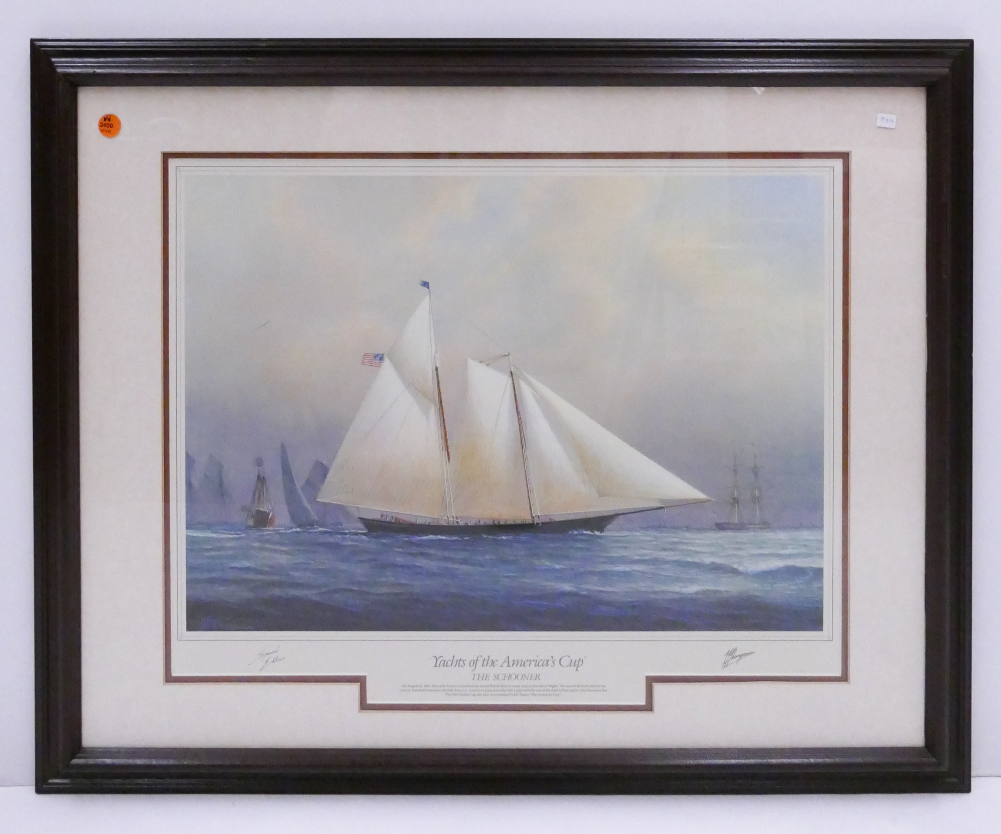 Appraisal: Yachts of America's Cup 'The Schooner' Special Edition Framed Lithograph-