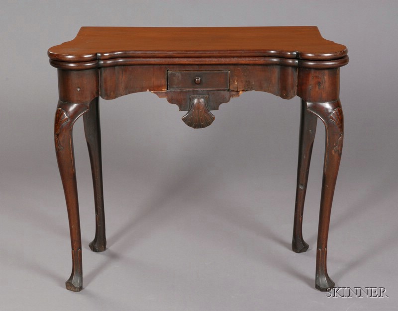 Appraisal: Early Georgian Walnut Game Table second quarter th century rectangular