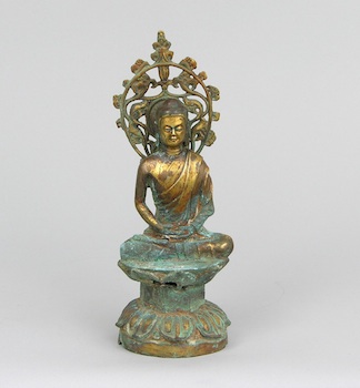 Appraisal: Gilt Bronze seated Buddha Chinese ca Early th Century Seated