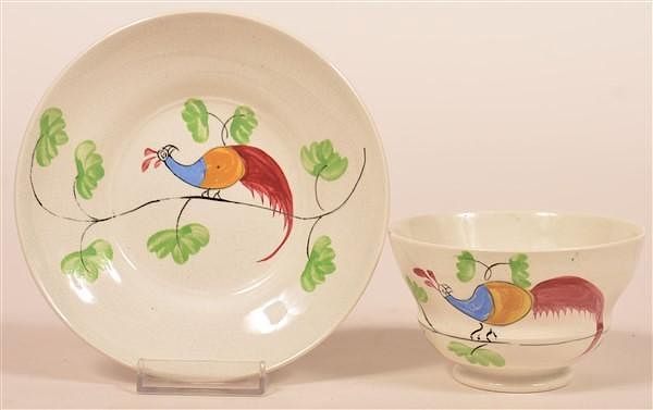 Appraisal: Staffordshire China Peafowl Cup and Saucer Staffordshire China Peafowl Pattern