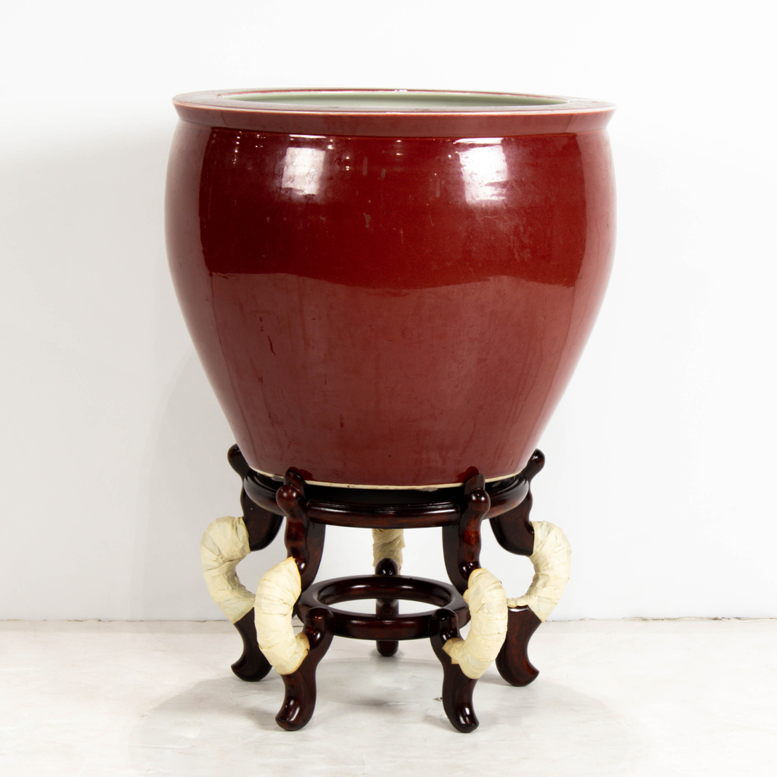 Appraisal: CHINESE OXBLOOD GLAZED FISH BOWL Chinese oxblood glazed fish bowl