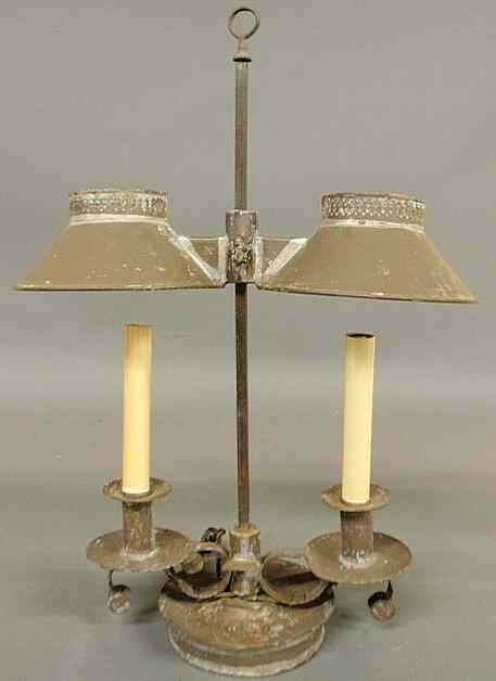 Appraisal: Tin table-top electric lamp with adjustable shades h x w