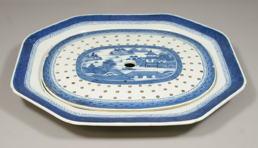 Appraisal: Chinese Export Canton Porcelain deep platter with drainer chips to