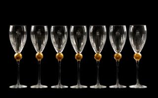 Appraisal: Set Crystal Gold Leaf Glasses Union Street Union Street American