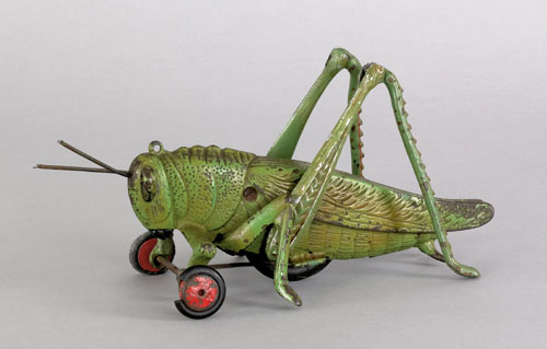 Appraisal: Hubley painted cast iron grasshopper pull toy l