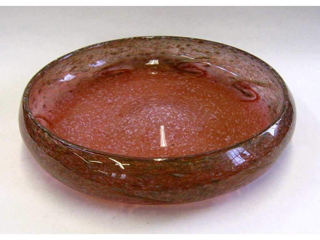 Appraisal: Scottish glass shallow bowl in pink and gold