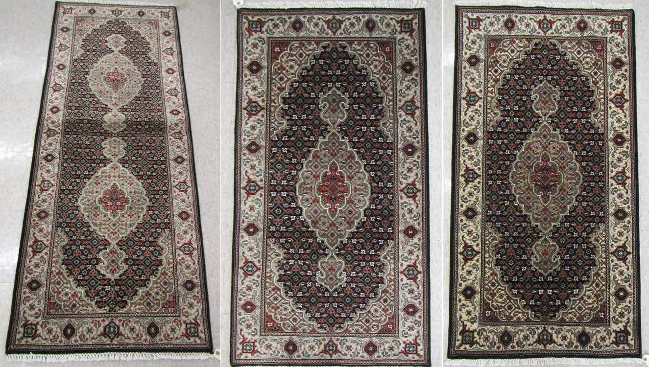 Appraisal: A SET OF THREE HAND KNOTTED ORIENTAL AREA RUGS Indo-Bijar