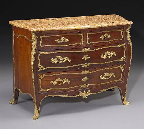 Appraisal: A Louis XV style gilt bronze mounted mahogany commode late