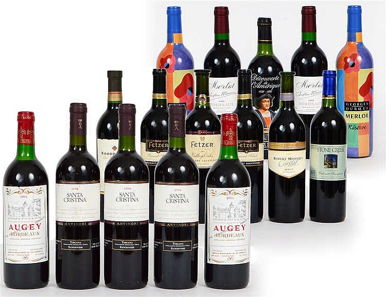 Appraisal: SIXTEEN BOTTLES CALIFORNIA FRENCH AND ITALIAN RED WINESIncluding two bottles