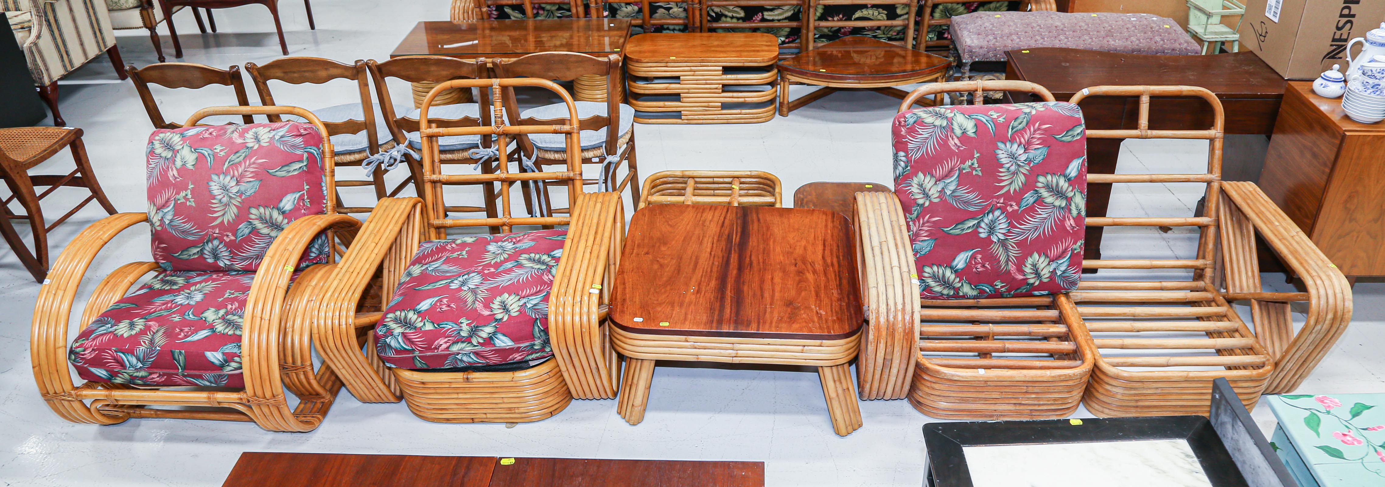 Appraisal: FIVE PIECES OF PAUL FRANKL SUNROOM FURNITURE Includes four chairs