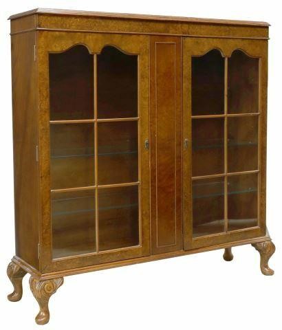 Appraisal: English burlwood display china cabinet mid th c molded rectangular