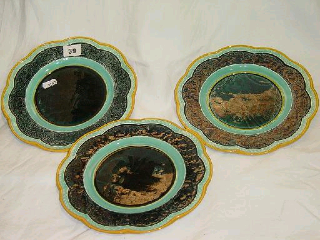 Appraisal: A set of th century Wedgwood majolica dessert plates with