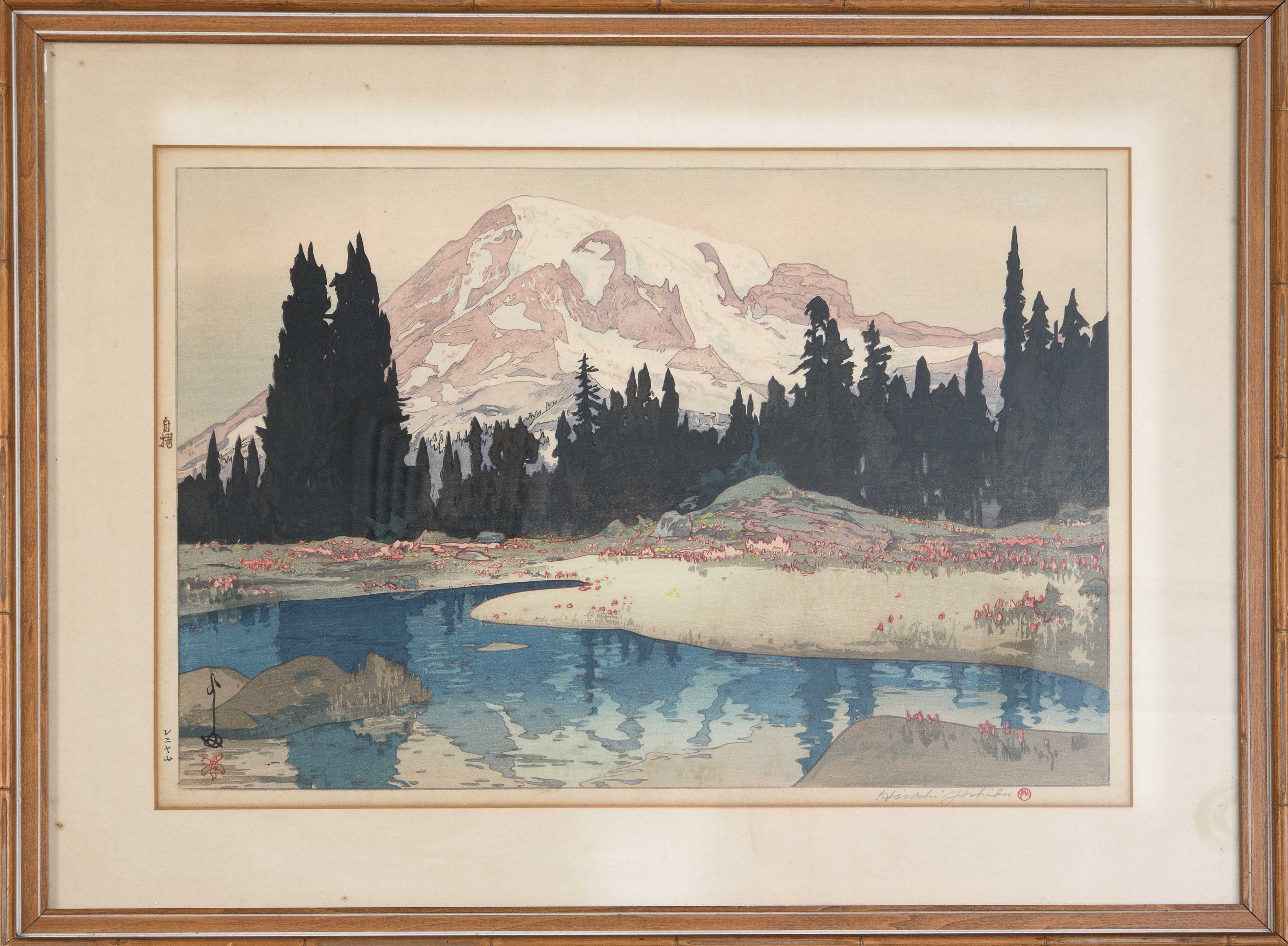 Appraisal: HIROSHI YOSHIDA Dai oban yoko-eMount Rainier Pencil-signed Marked with jizuri