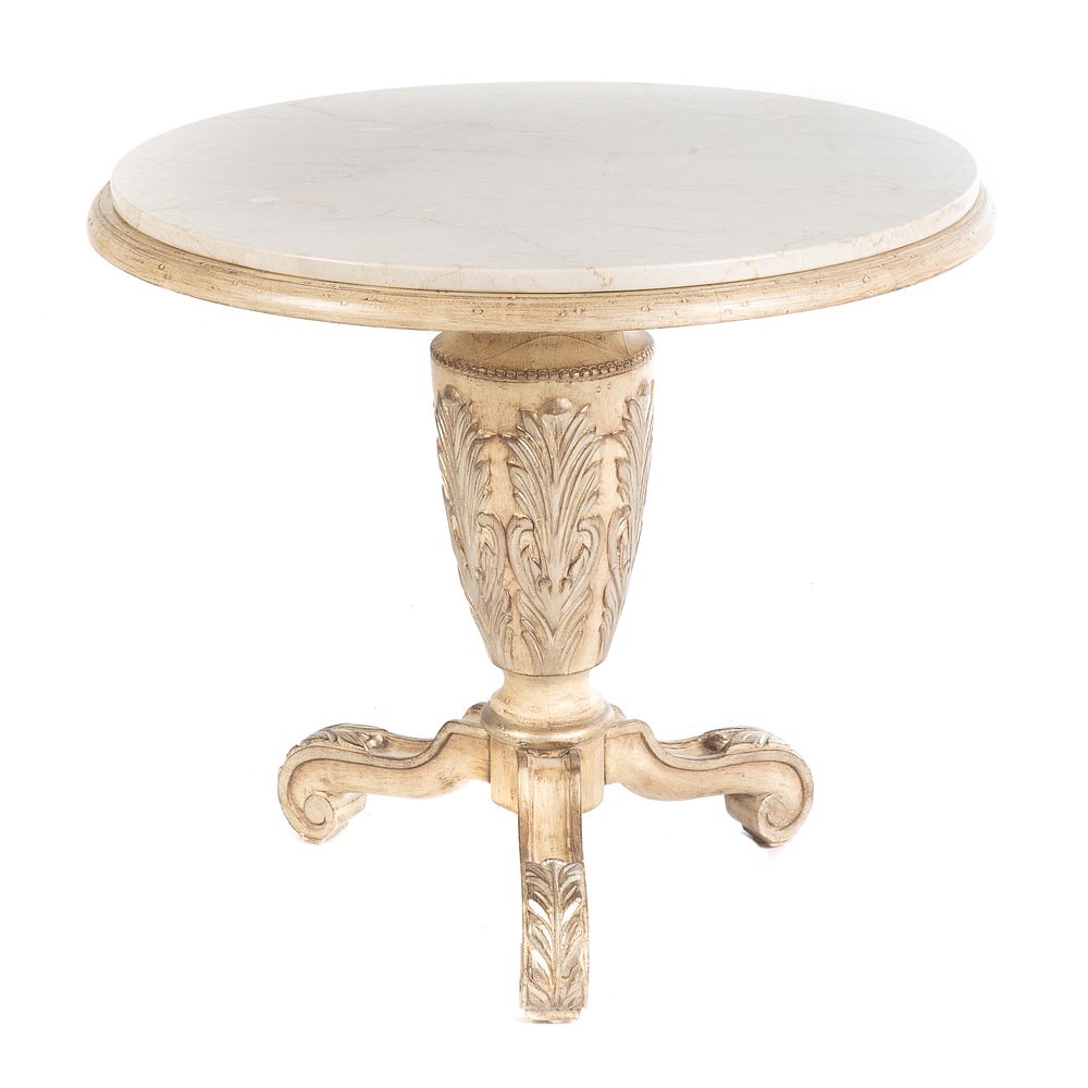 Appraisal: Regency Style Marble Top Pedestal Table With removable marble top