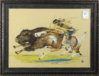 Appraisal: Paintings Wakuwa and Horse Racing on the Plains lot of