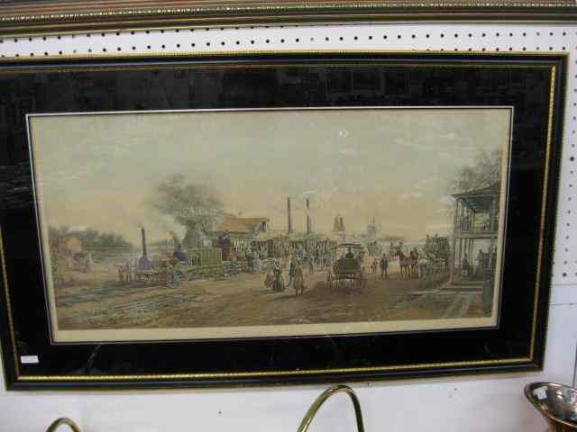 Appraisal: E L Henry Lithograph of Steam Locomotive ''Planet'' pulling into