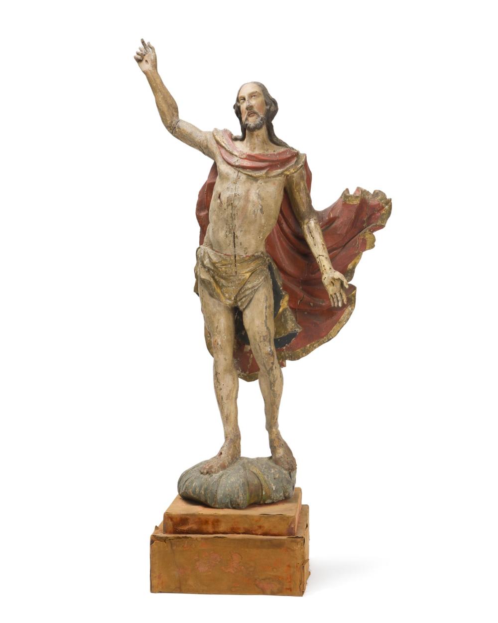 Appraisal: A Continental carved wood figure of Christ as the Man