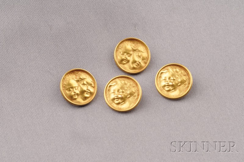 Appraisal: Four Art Nouveau kt Gold Buttons Carter Gough Co each