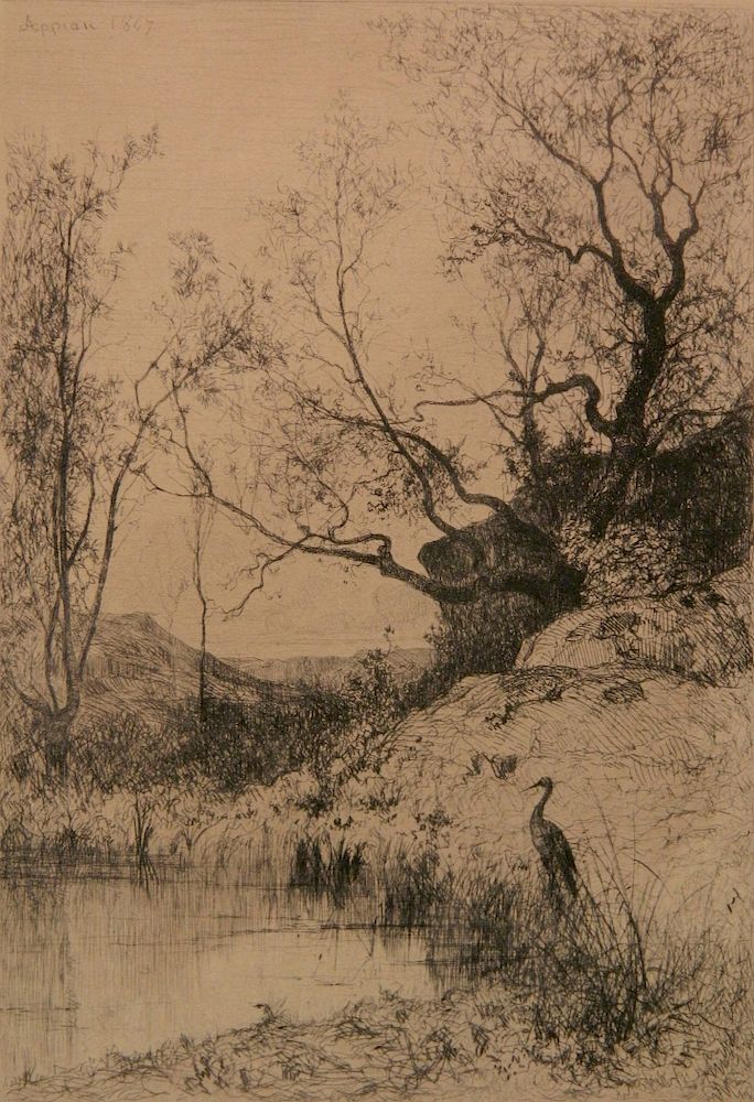 Appraisal: Adolphe Appian etching Adolphe Appian French - - Une Mare