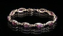 Appraisal: A Yellow Gold Bracelet Set With Ten Pink Stones A