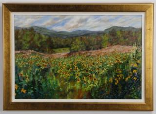 Appraisal: Linda Dragonette signed O c 'Sunflower Field' w th century