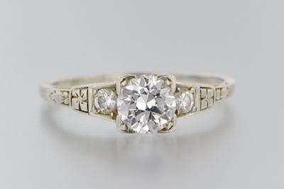 Appraisal: A Ladies' Deco Diamond Ring k white gold ring in