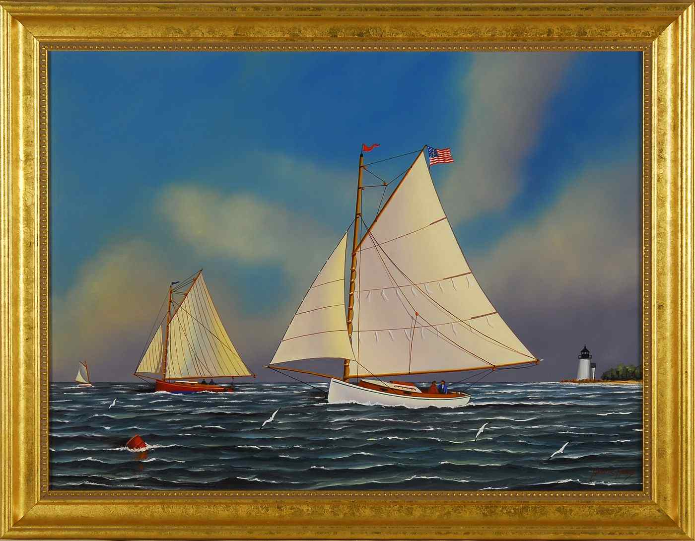 Appraisal: JEROME HOWESAmerican b Catboats off Nantucket Signed lower right Jerome