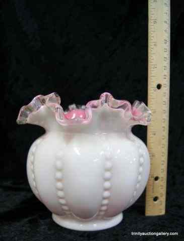 Appraisal: Vintage Fenton Glass Peach Crest '' Squat VaseThis is a