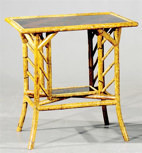 Appraisal: Aesthetic Movement bamboo and lacquer side table late th century